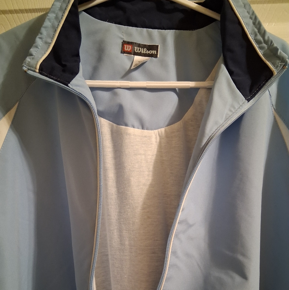 Wilson 2 Piece Tracksuit 16-18W Blue And White Lined Pockets In Both - Picture 2 of 12